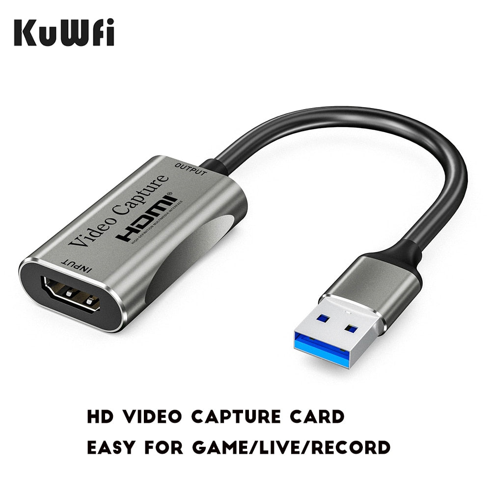 KuWFi USB 3.0 HDMI Audio Video Card 1080P HD Capture Card Device for Computer OBS Live Streaming Broadcast Game Recording Box.