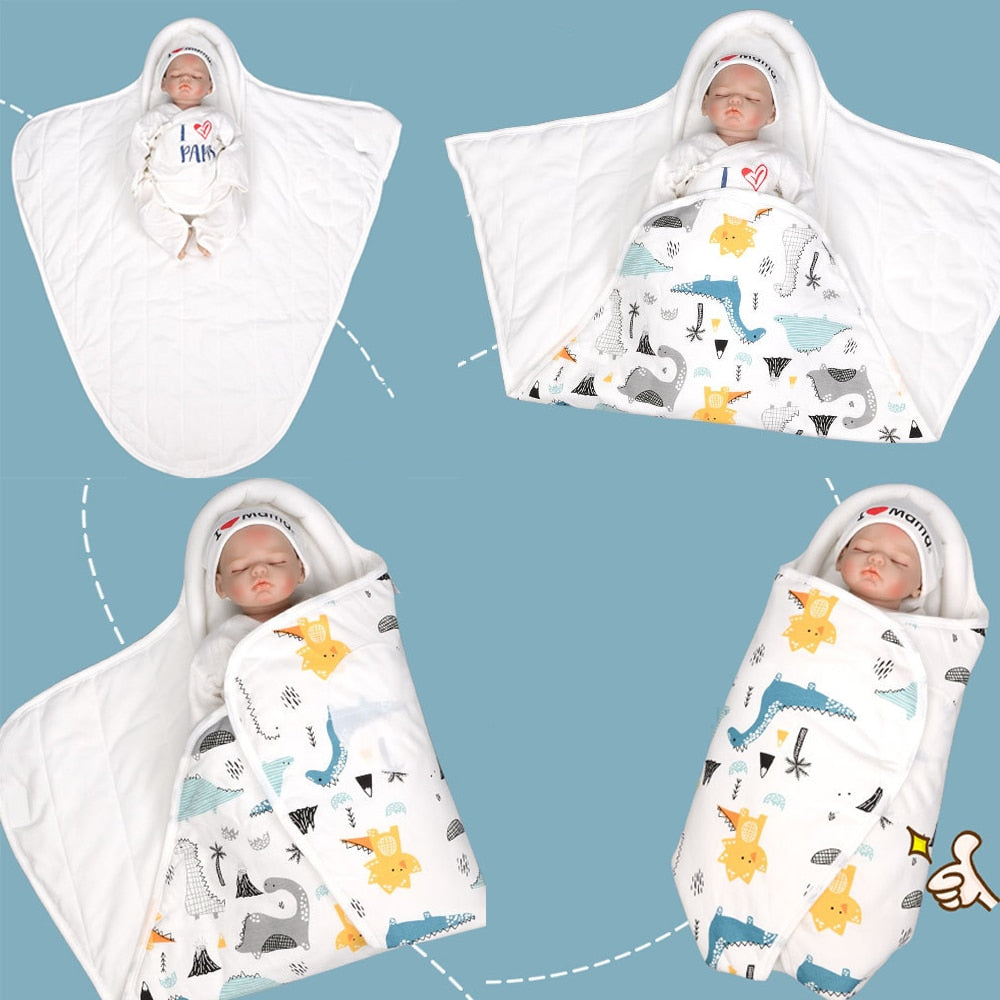 Newborn Baby Sleeping Bag Ultra-Soft Thick Warm Blanket Pure Cotton Cocoon Infant Boys Girls Clothes Nursery Wrap Swaddle 0-6M