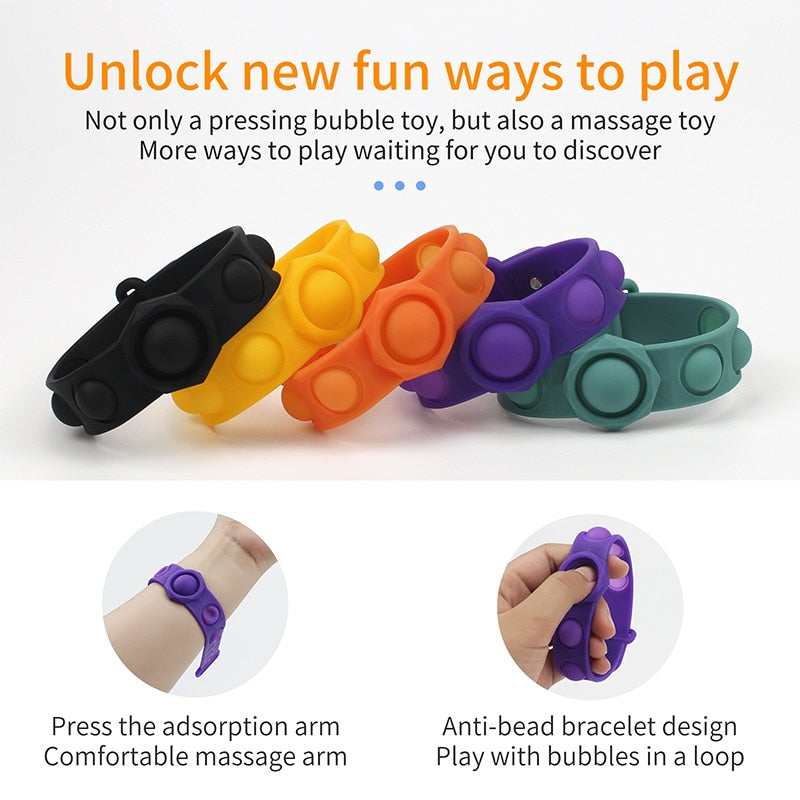 Anti Stress Wristband Fidget Toys Hand Push Bubbles Silicone Bracelet for Adult Children Stress Relief Anti-Stress Sensory Toy
