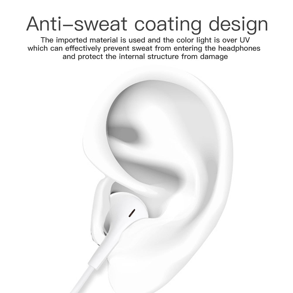 In Ear Earphone for iPhone SE 12 11 7 8 Plus XS MAX Pro Stereo Sound Wired Earbud Wire Control Bluetooth-compatible Headset.