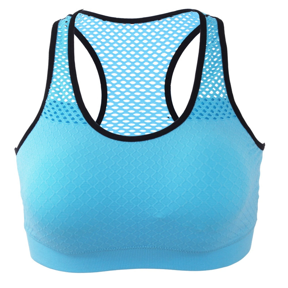 Sports Bra Women Yoga Running Workout Mesh Breathable Medium Supports Fitness Activity Bras Quick-Dry Compression Women Bras