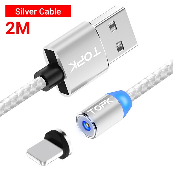 TOPK AM23 LED Magnetic Micro USB Type C Cable Data Mobile Phone Cables Charging Cord Fast Quick Charge Wire for iPhone Charger