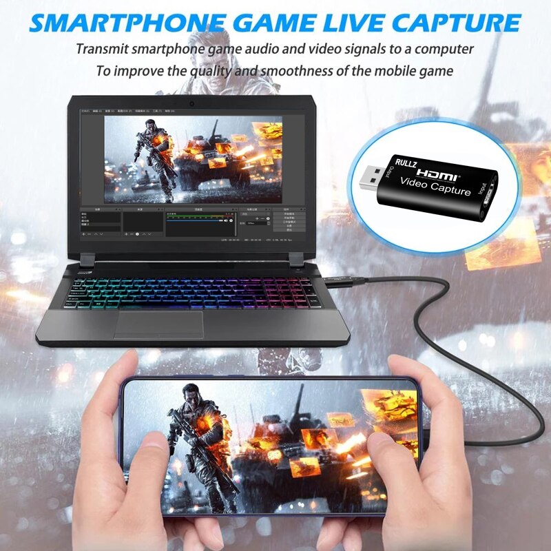 4K Graphics Capture Card HDMI To USB 2.0 3.0 Video Recording Box fr PS4 PC Phone Game Live Streaming Plate Camera Video Recorder.