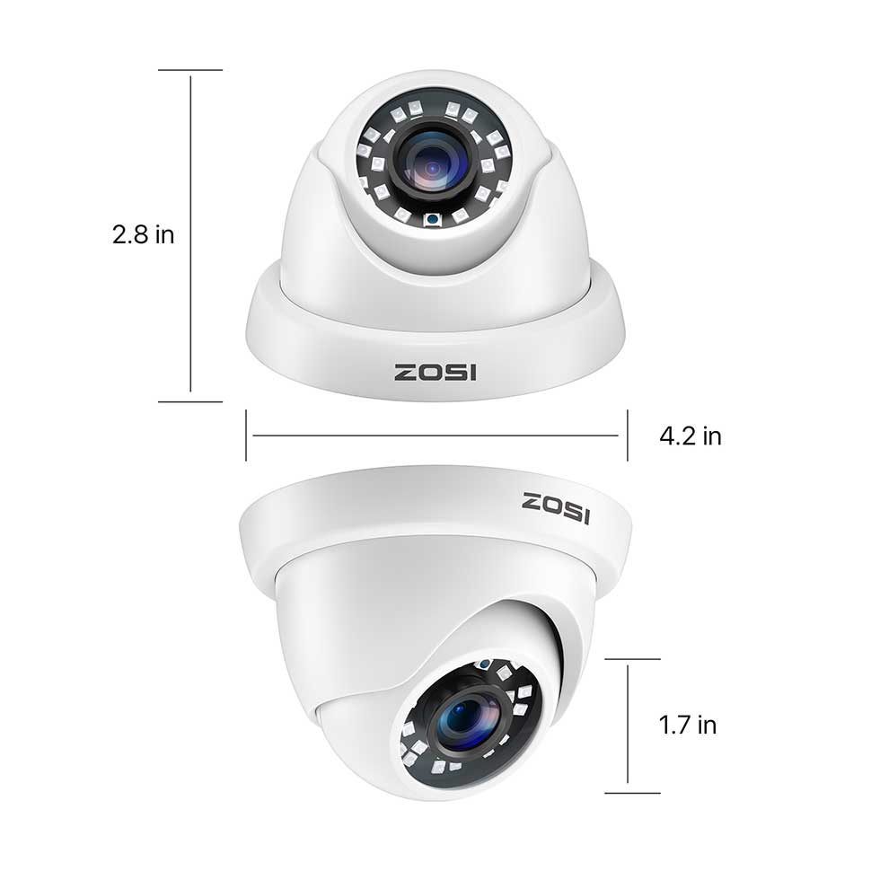 ZOSI  2pcs/lot 1080P HD-TVI 2.0MP CCTV Dome Camera Home Security System Waterproof for 1080P HD-TVI DVR Systems.