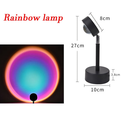 USB Rainbow Sunset Red Projector Led Night Light Sun Projection Desk Lamp for Bedroom Bar Coffee Store Wall Decoration Lighting.