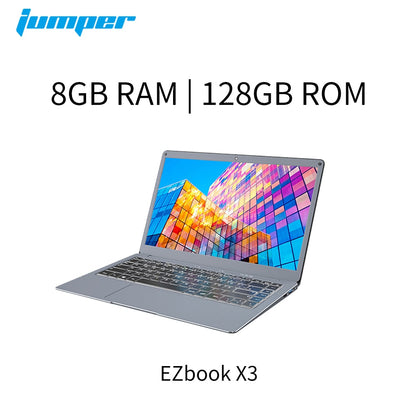 Jumper EZbook X3 Intel Celeron Quad Core 8GB 128/256GB Notebook  Win 10 Laptop 13.3 Inch 1920*1080 IPS  2.4G/5G WiFi Computer