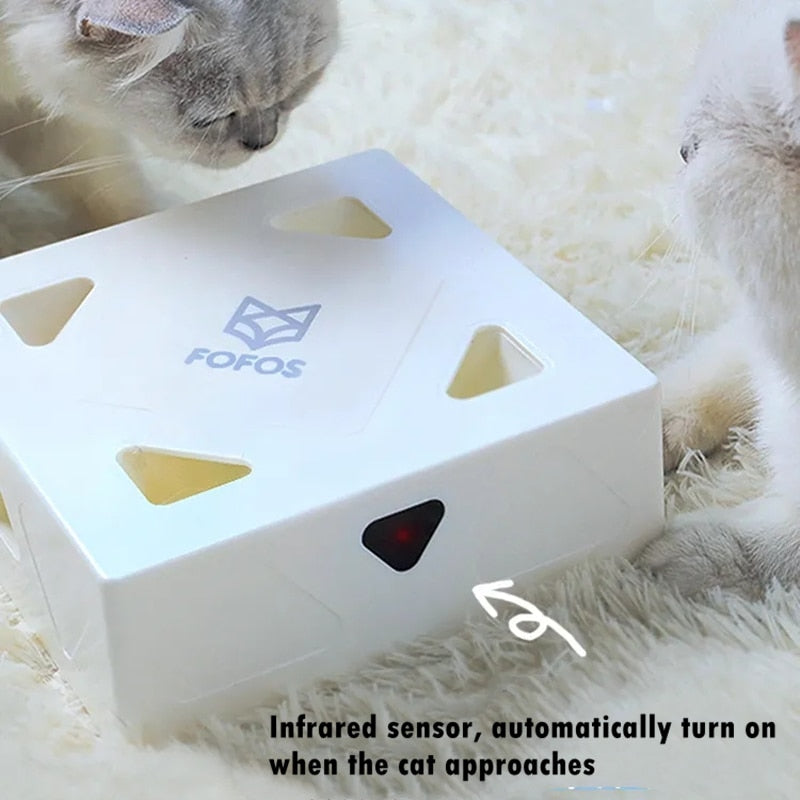 Cat Hunt Toy Electric Cat Toy Sqaure Magic Box Smart Teasing Cat Stick Crazy Game Interactive Cat Feather Toy Cat Catching Mouse