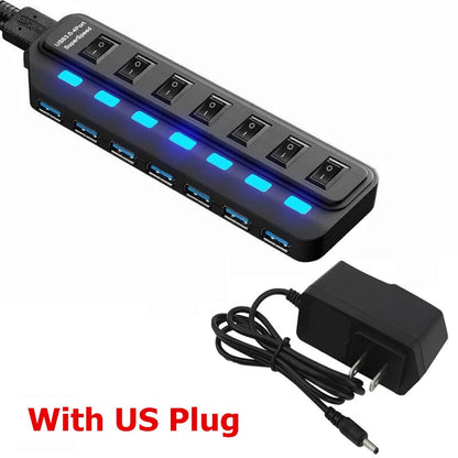 USB 3.0 HUB Multi 4 7 Port Usb Splitter With Power Adapter For Macbook Air Pro Xiaomi Pc Computer Laptop Accessories USB 3 Hab.