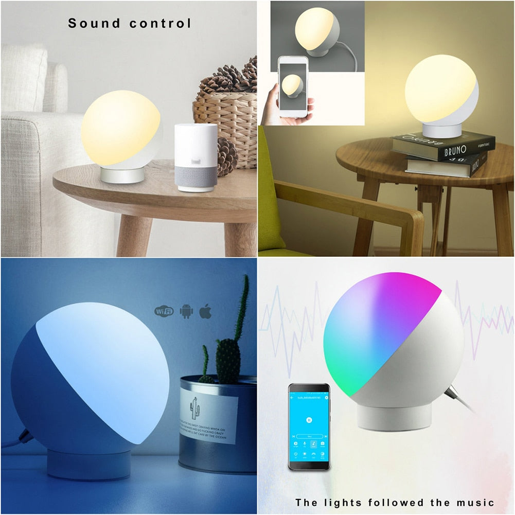 WiFi Remote Control Bedside Lamp,Desk Smart Light,Smartphone Control, Tuya Smart life APP Compatible With Alexa and Google Home.