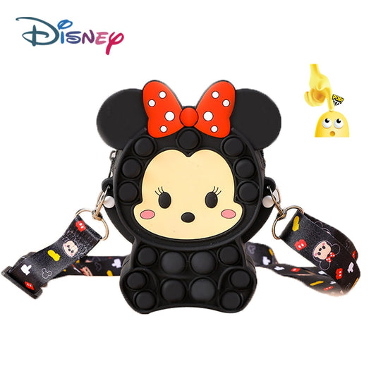Disney Minnie Mouse Cute Kawaii Wallet Fidget Toy Push Bubble Antistress Anime Coin Purse Kid Girl Bag Children Birthday Present.