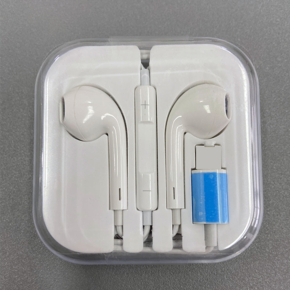 In Ear Earphone for iPhone SE 12 11 7 8 Plus XS MAX Pro Stereo Sound Wired Earbud Wire Control Bluetooth-compatible Headset.