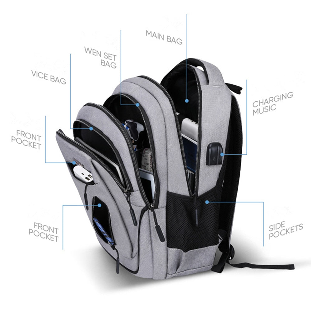 15.6 Inch /17.3 Inch Laptop Backpack For Men Women Computer School Travel Business Bags With USB Earphone Charging Port Day Pack.