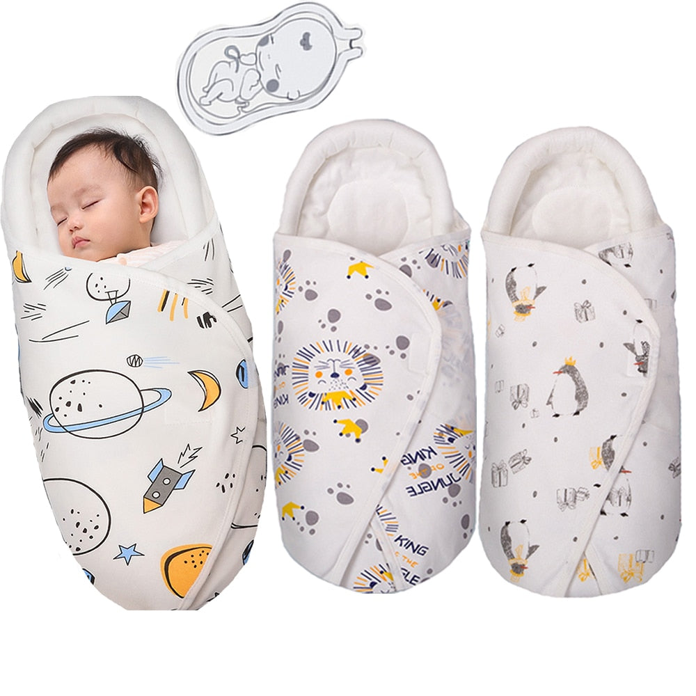 Newborn Baby Sleeping Bag Ultra-Soft Thick Warm Blanket Pure Cotton Cocoon Infant Boys Girls Clothes Nursery Wrap Swaddle 0-6M