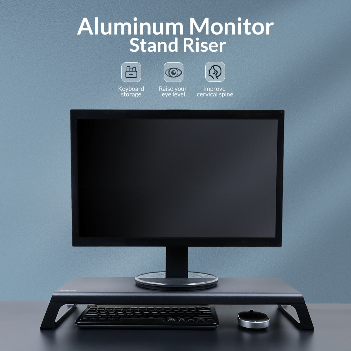 ORICO Aluminum Monitor Stand Riser Wood Computer Universal Desktop Holder Bracket Organizer for PC Laptop MacBook Home Office