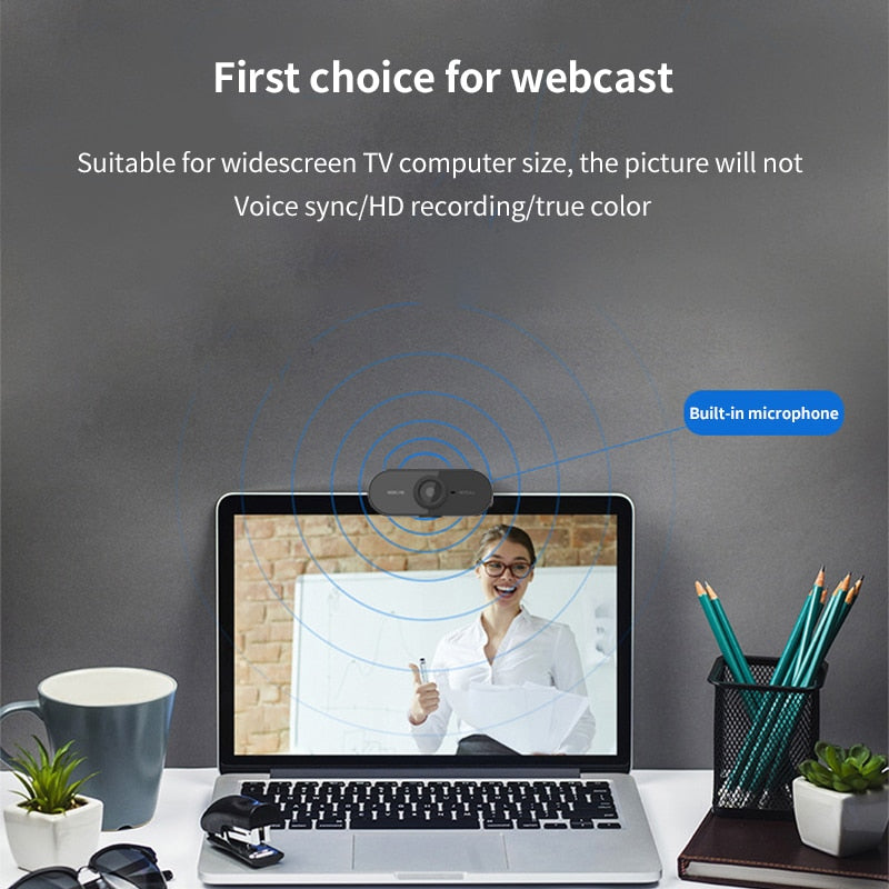 Webcam 1080P Full HD Web Camera Mini Computer PC Laptop Web Cam With Microphone Free Drive USB Web Cam For Live Broadcast Video.