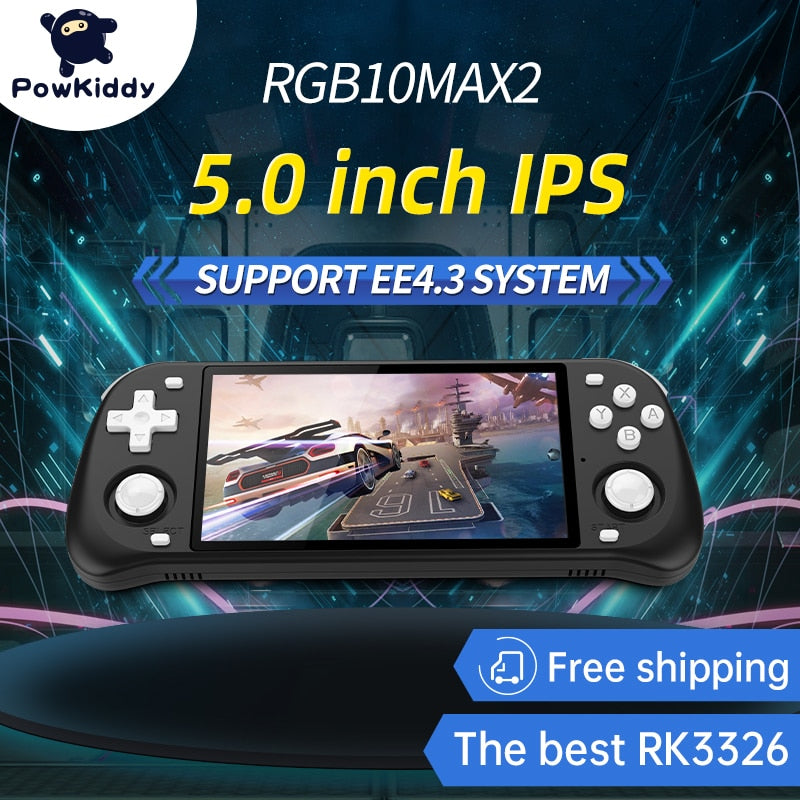 POWKIDDY Max2 Retro Open Source System RGB10 max 2 Handheld Game Console RK3326 5.0-Inch IPS Screen 3D Rocker Gift.