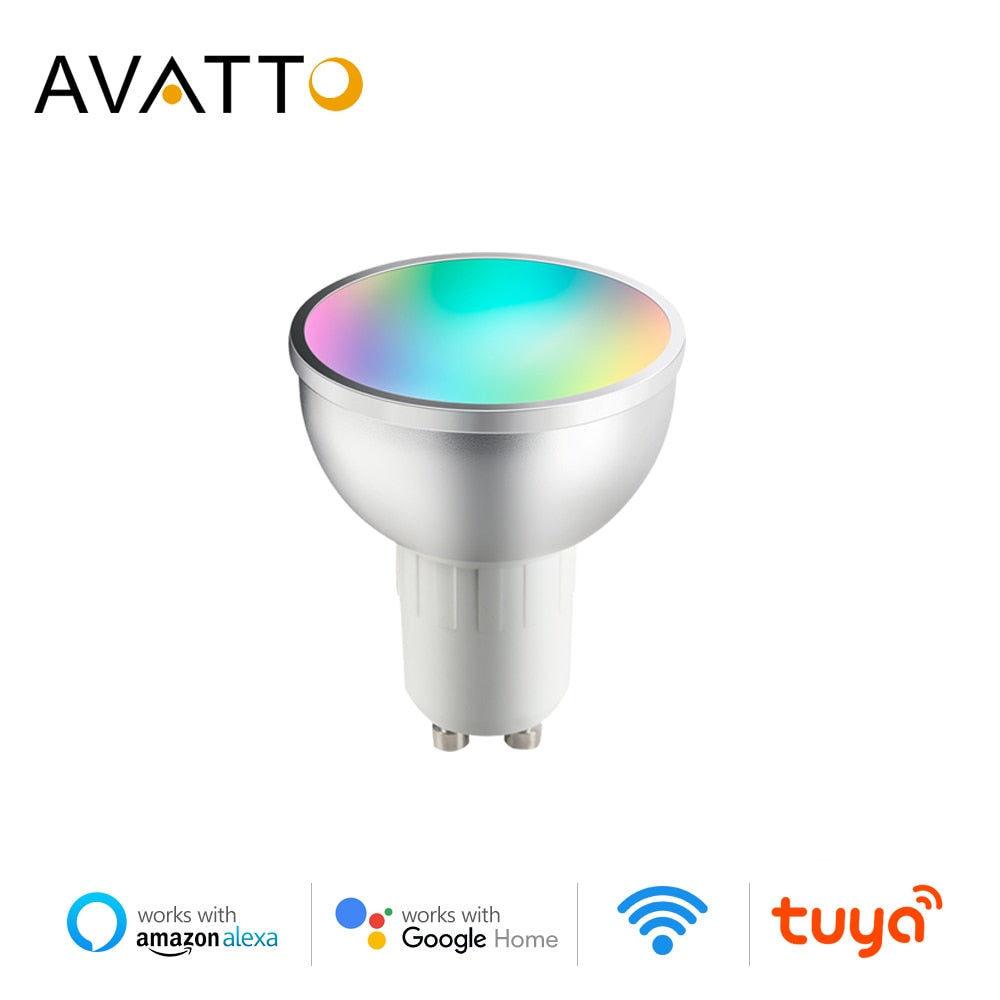 AVATTO GU10 WiFi Smart Bulb, 5W RGB+WW+CW LED Lamp Cup with Dimmable Timer Function Magic Bulb Works for Alexa Google Home Echo.
