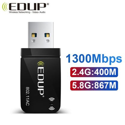 EDUP 1300Mbps Mini USB WiFi Adapter Dual Band Wifi Network Card  5G/2.4GHz Wireless AC USB Adapter for PC Desktop Laptop Win11
