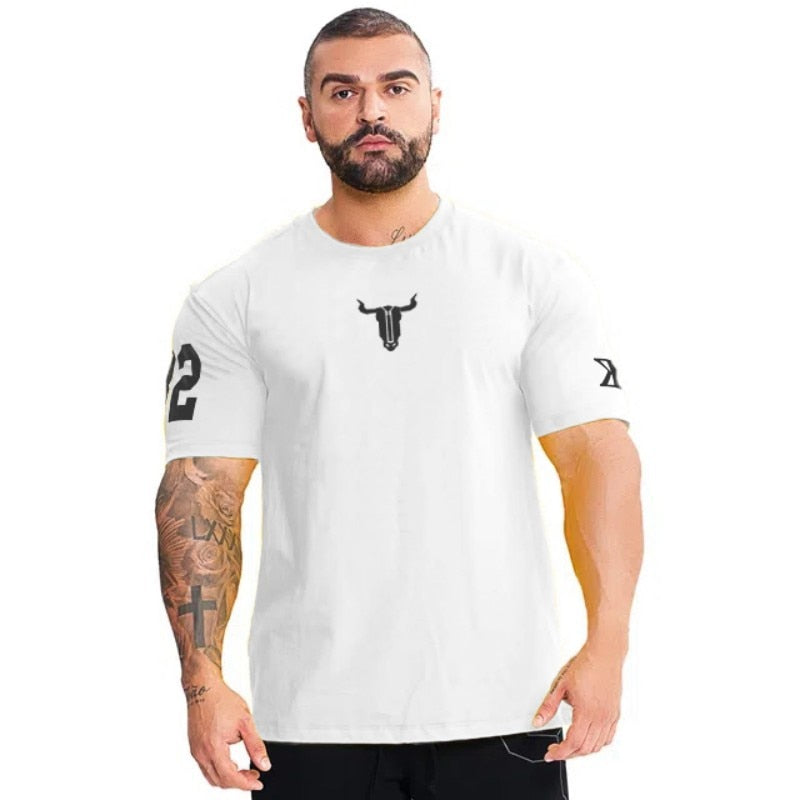 Men Summer New Tight Short sleeve T shirt  Casual Cotton Streetwear Gyms Fitness T-shirts Homme Workout Tops Tees