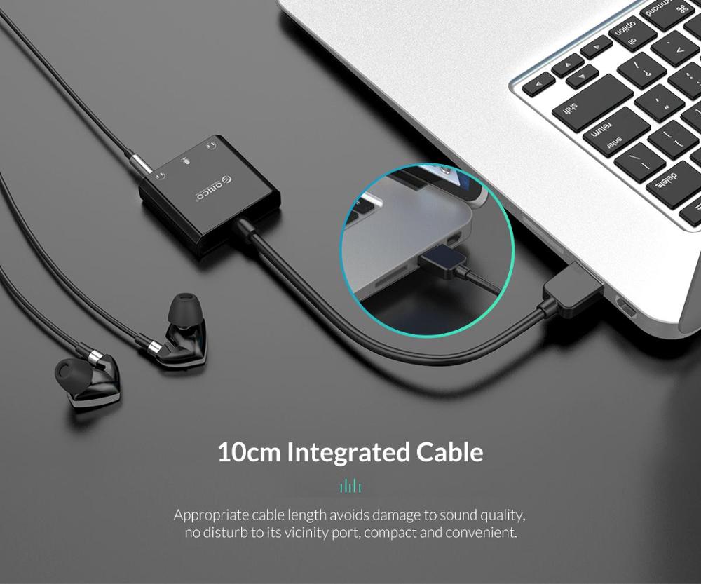 ORICO Sound Card External USB Interface 3.5mm Stereo Microphone Audio Volume Adjustment Free Drive Adapter for Laptop PS4 Headse