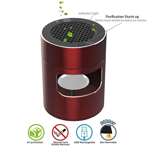 Multifunctional Air Purifier Ashtray Smokeless Filter with Activated Carbon Remove Formaldehyde Deodorant USB Rechargeable