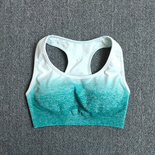Ombre Yoga Set Sports Bra and Leggings Women Gym Set Clothes Seamless Workout Fitness Sportswear Fitness Sports Suit Sportswear