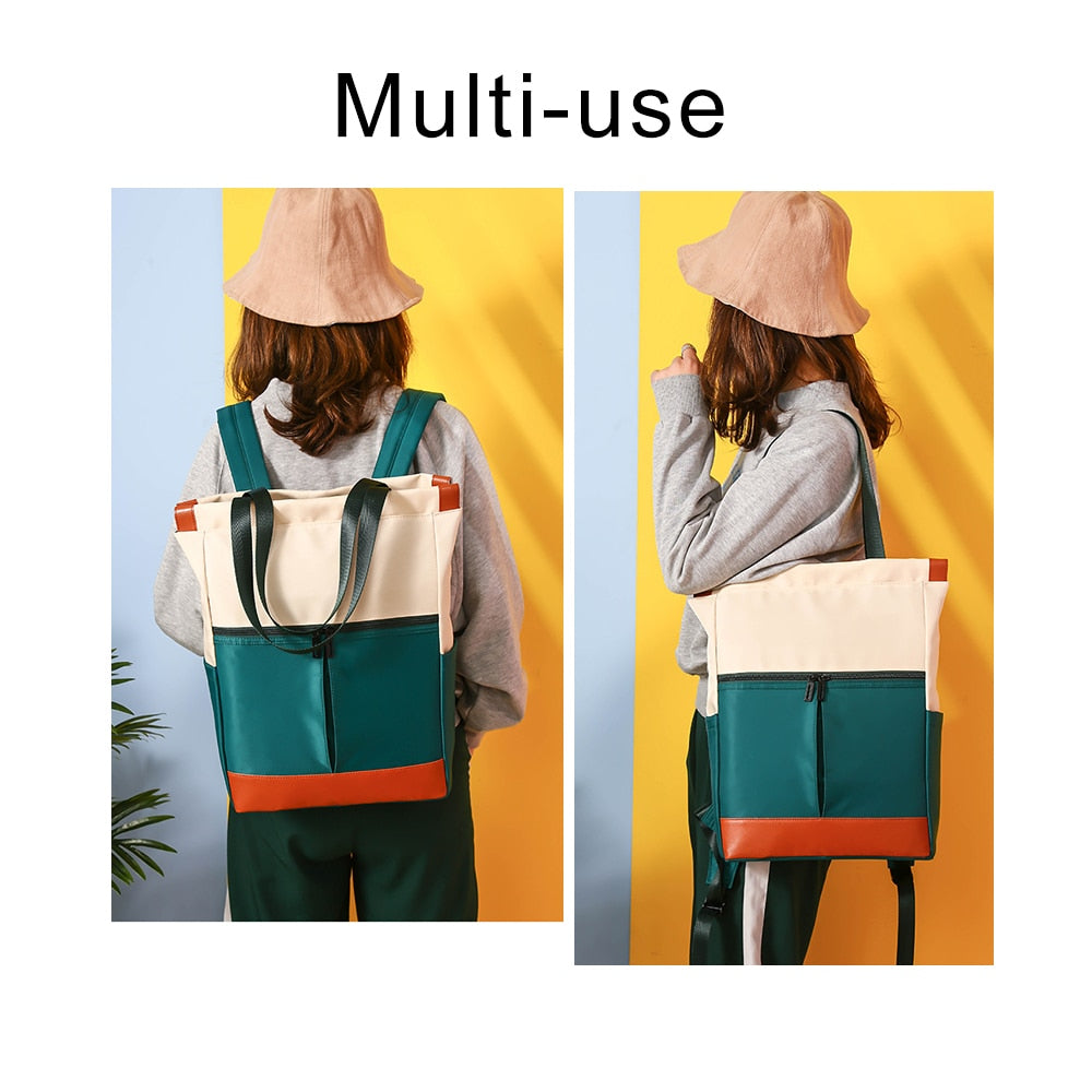 Women Nylon Backpacks Candy Color Waterproof School Bags for Teenagers Patchwork Laptop Handbag Shoulder Bags Travel Bagpack