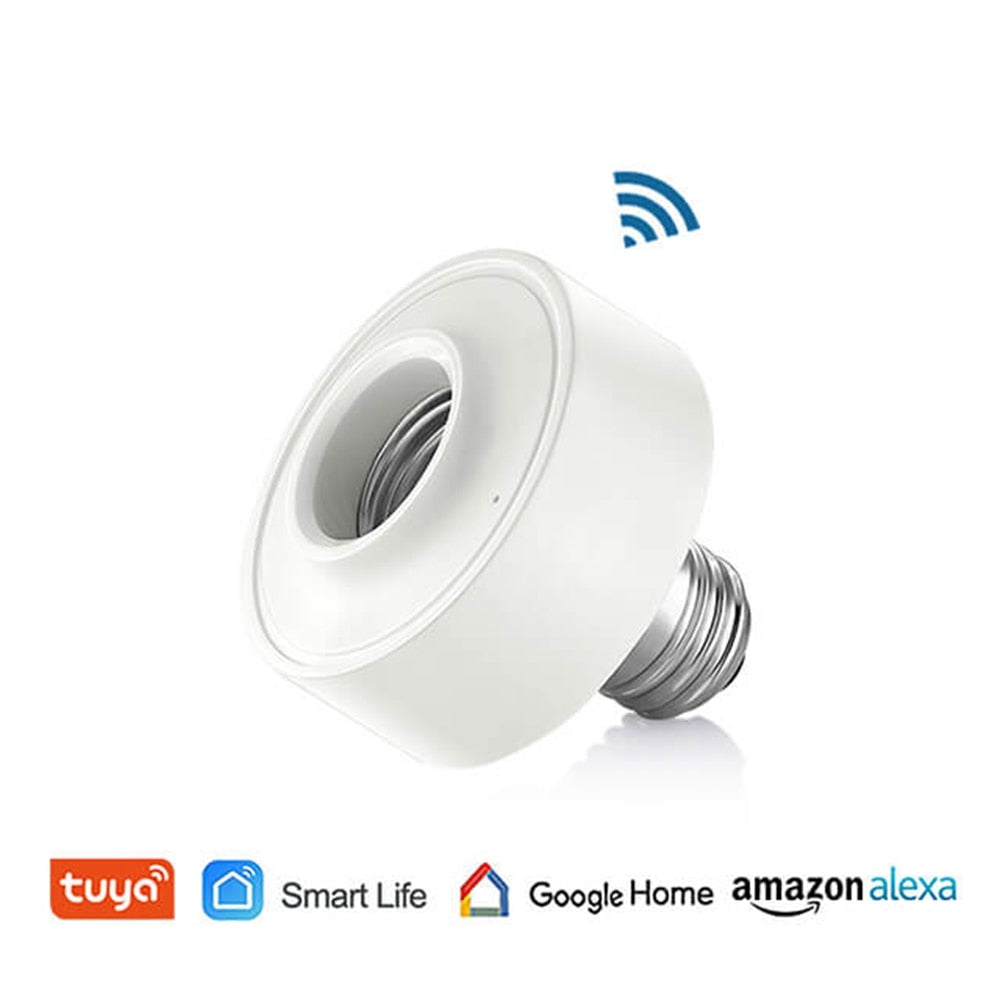 Tuya Smart WiFi Light Socket Lamp Holder for Led Bulb E27 E26 Google Home Echo Alexa Voice Control, Remote Control ON OFF.