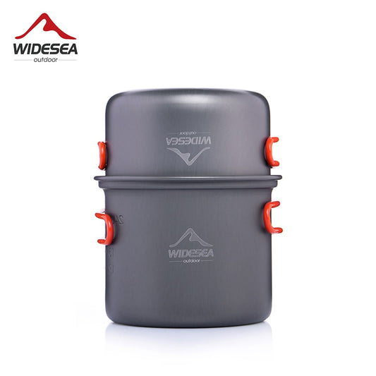 Widesea Camping Cookware Outdoor Cooking Set Tableware Tourist Kitchen Camping Pot Heat Exchange Cooker Travel Utensil Equipment