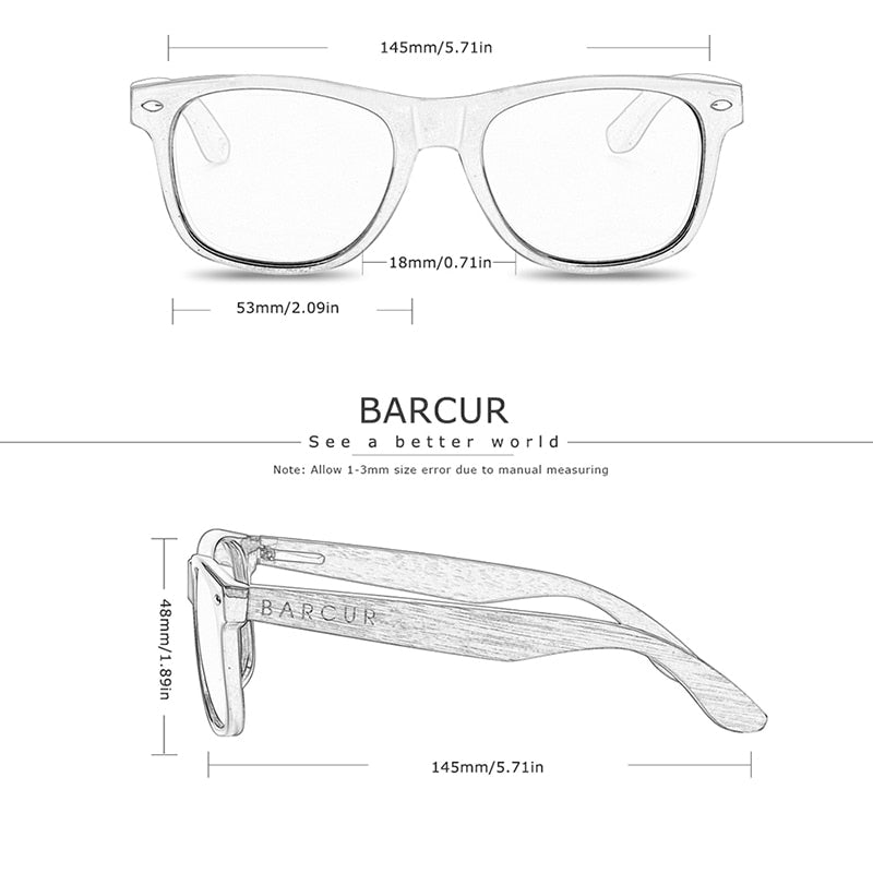 BARCUR Wood Anti Blue Ray Glasses Computer Glasses Optical Eye UV Blocking Gaming Filter Eyewear