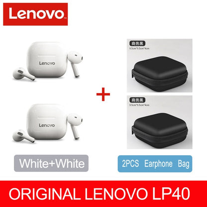 NEW Original Lenovo LP40 TWS Wireless Earphone Bluetooth5.0 Dual Stereo Noise Reduction Bass Touch Control Long Standby Earbuds.