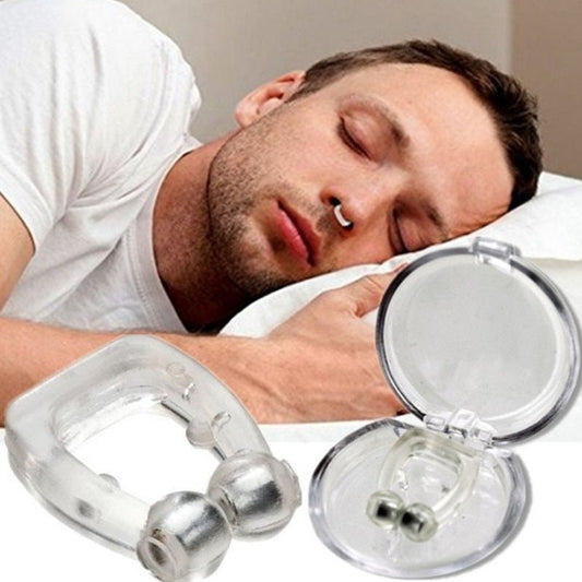 2/4 Pc Magnetic Anti Snoring Device Silicone Anti Snore Stopper Nose Clip Tray Sleeping Aid Apnea Guard Night Device With Case.