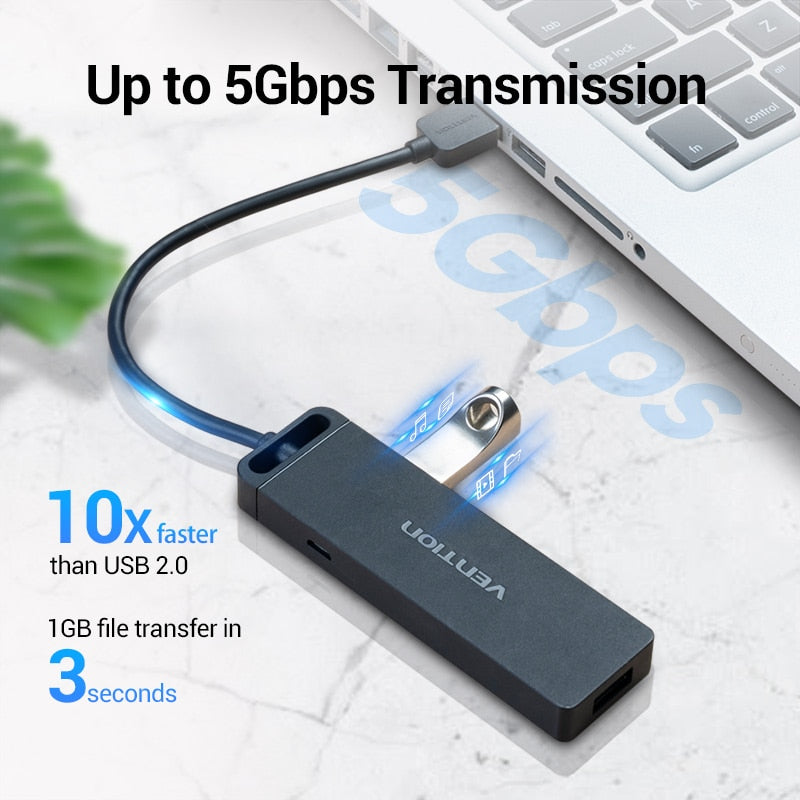 Vention USB HUB 3.0 HUB USB 2.0 HUB Multi USB Splitter Adapter 4 Ports Speed with Micro USB Charging Port for PC Laptop HUB USB.