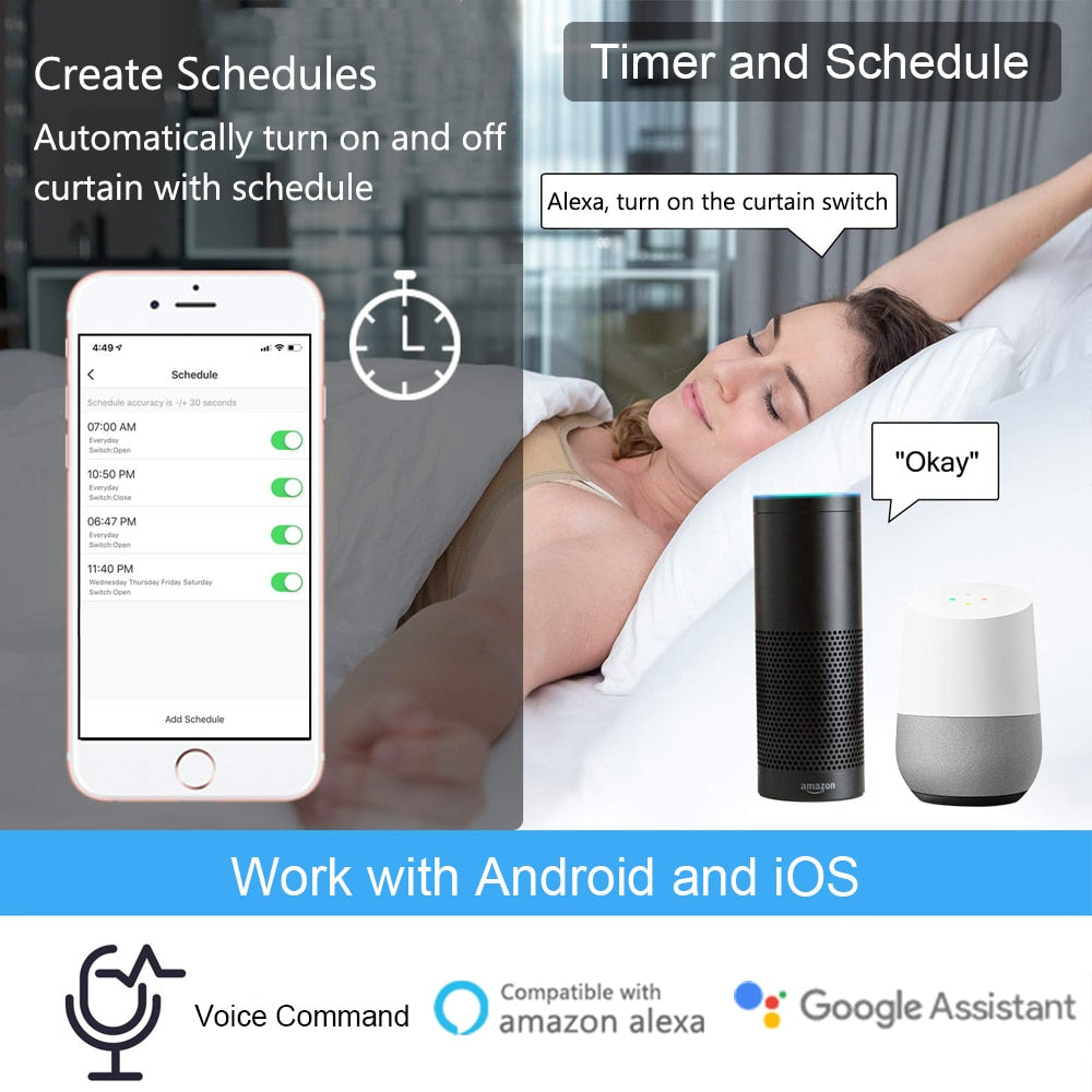 WiFi Curtain Switch Module for Blinds Roller Shutter with Remote Tuya Smart Life App Timer Google Home Aelxa Echo Smart Home.