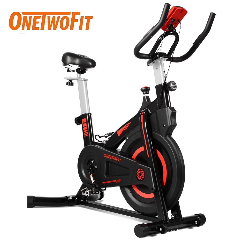 ONETWOFIT 127kg Load Static Bicycle Bike Apartment Spinning Bike Gym Stationary Exercise Bike Fitness Equipment for Home Trainer