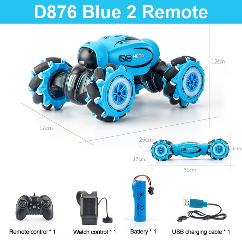 D876 1:16 4WD RC Car Radio Gesture Induction Music Light Twist High Speed Stunt Remote Control off Road Drift Vehicle Car Model.