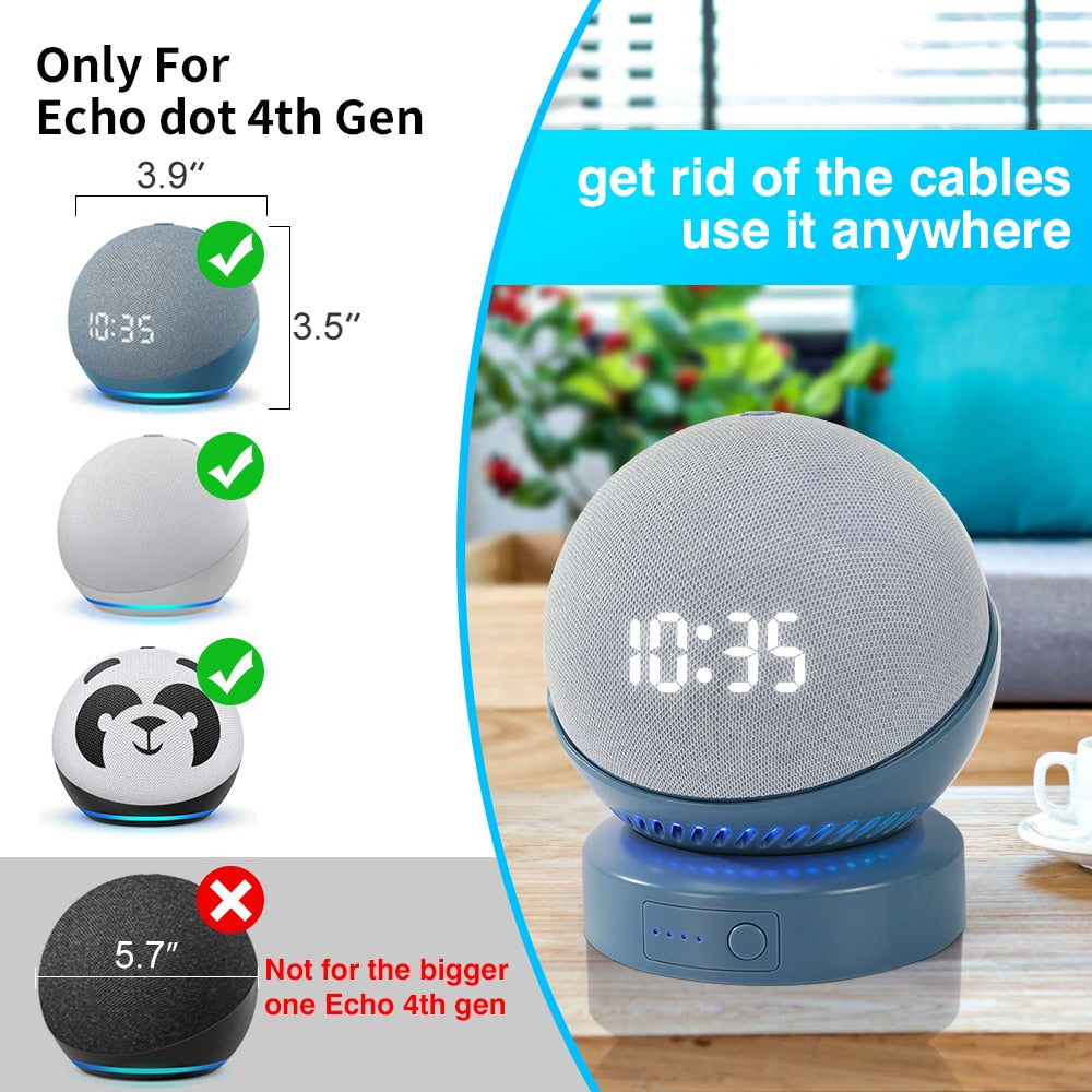 Battery Base for Echo Dot 4th Generation Alexa Speaker Portable Wireless charger Power Bank for Echo Dot 4 Holder Mount Stand.