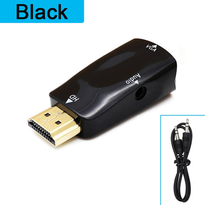 Male to Female HDMI-compatible to VGA Adapter HD 1080P Audio Cable Converter For PC Laptop TV Box Computer Display Projector.