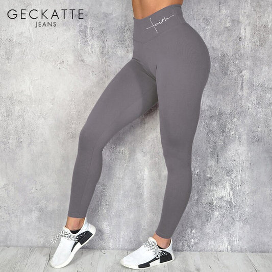 Black Sport Leggings for Fitness Women Fitness Push Up Elastic Letters Print Legging High Waist Plus Size Workout Gym Pants Slim