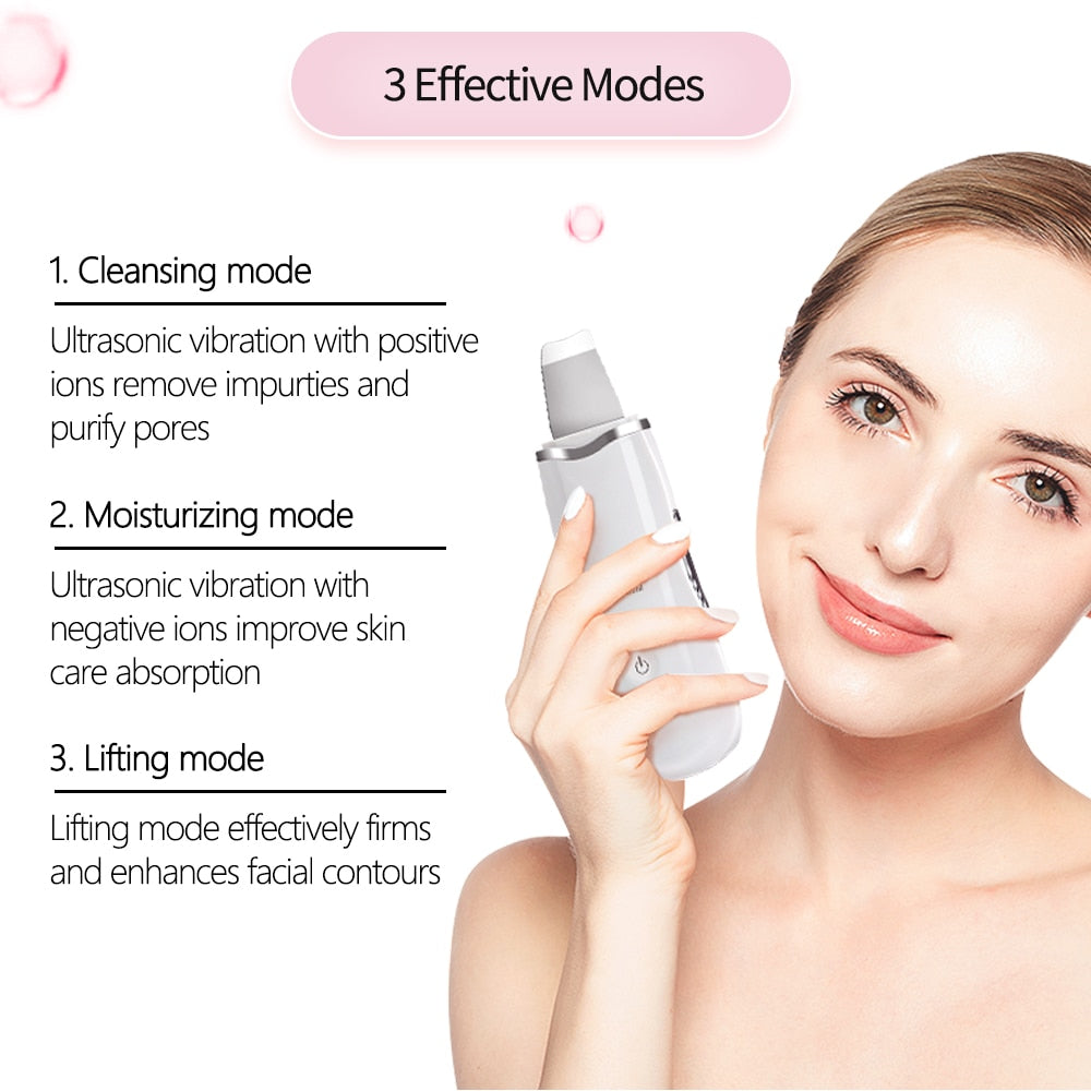 Beauty Star Ultrasonic Face Cleaning  Skin Scrubber Facial Cleaner Skin Peeling  Blackhead Removal Pore Cleaner Face Scrubber.