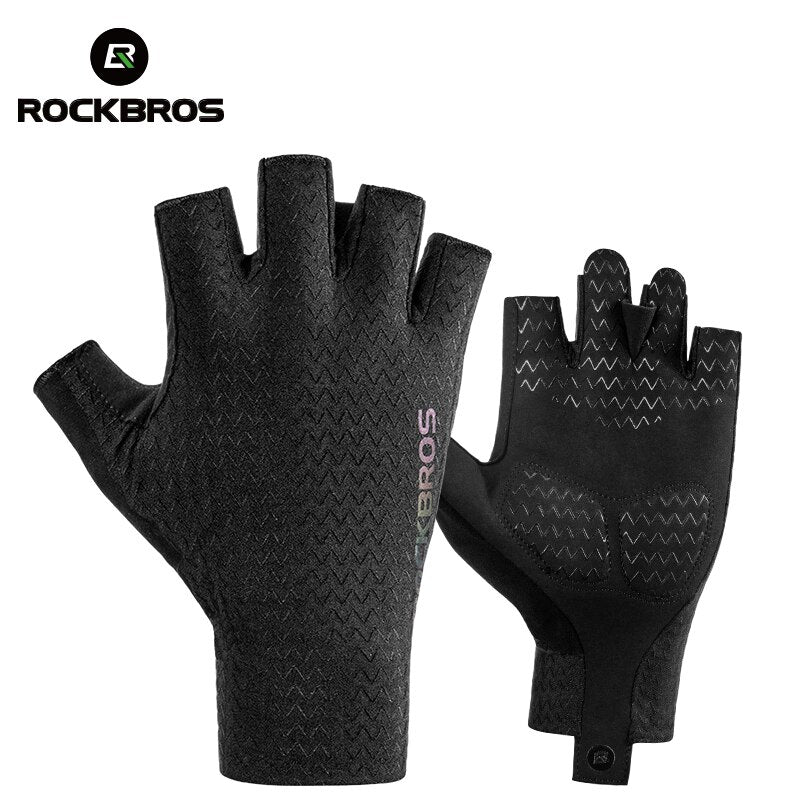 ROCKBROS Autumn Spring Road Bike Gloves Cycling Gloves  SBR Pad Half Finger Bicycle Goves Men Women Breathable Shockproof Gloves.