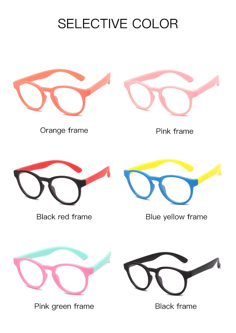 New Anti Blue Light Kids Glasses Round Silicone Children Eyewear Boy Girls Optical Frame Computer Transparent Eyeglasses UV400