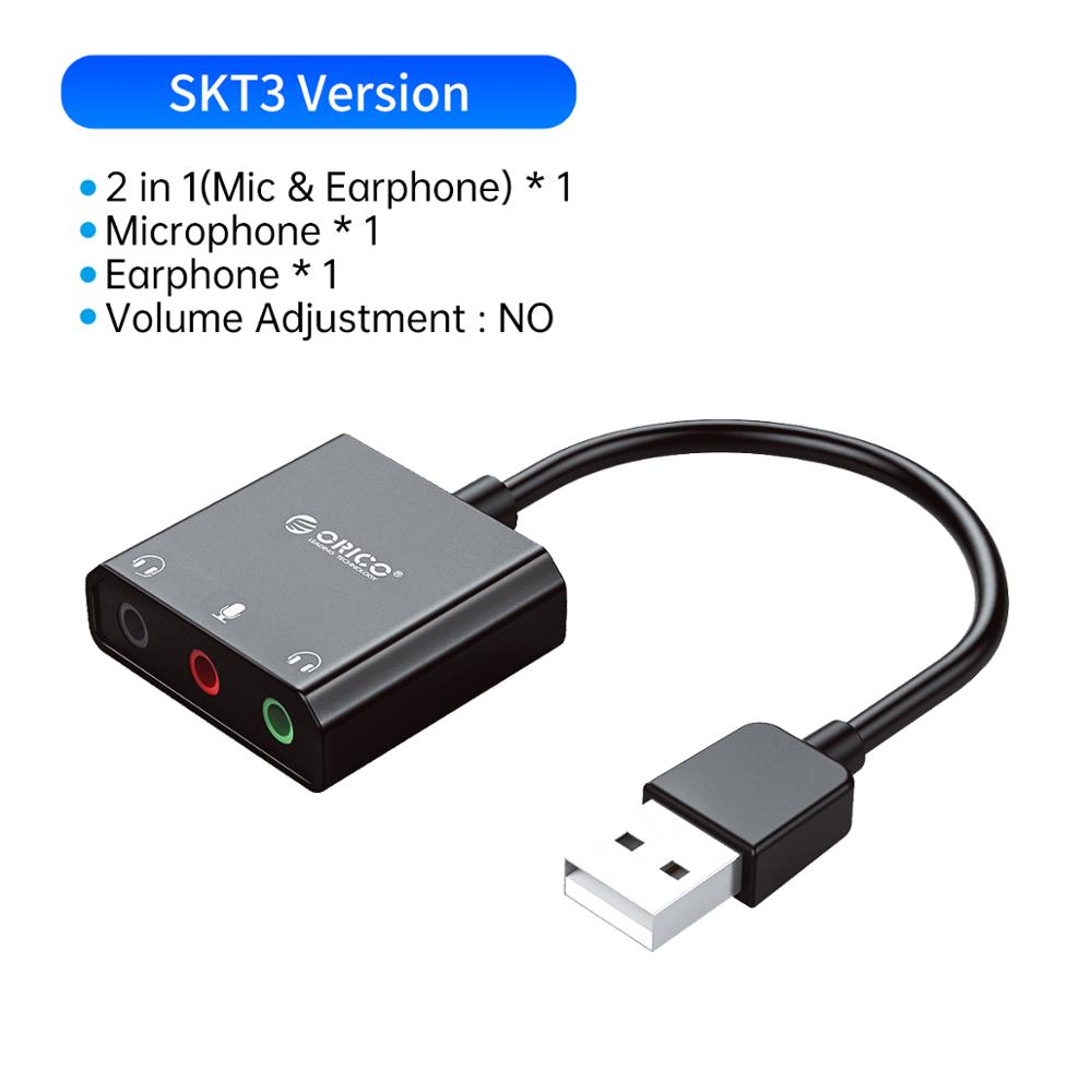 ORICO Sound Card External USB Interface 3.5mm Stereo Microphone Audio Volume Adjustment Free Drive Adapter for Laptop PS4 Headse