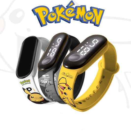 New Pokemon Electronic Watch Pikachu Cartoon Digital Electronic Waterproof LED Bracelet Wristband Kids Toy Christmas Gift Clock.