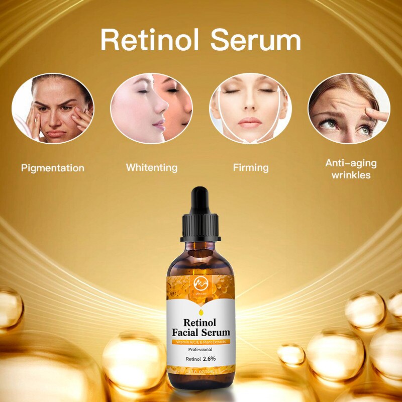 Minch Retinol 2.6% Facial Serum Anti Wrinkle Remove Dark Spots Natural Face Essence Anti-Aging Whitening Skin Care Serum 30ml