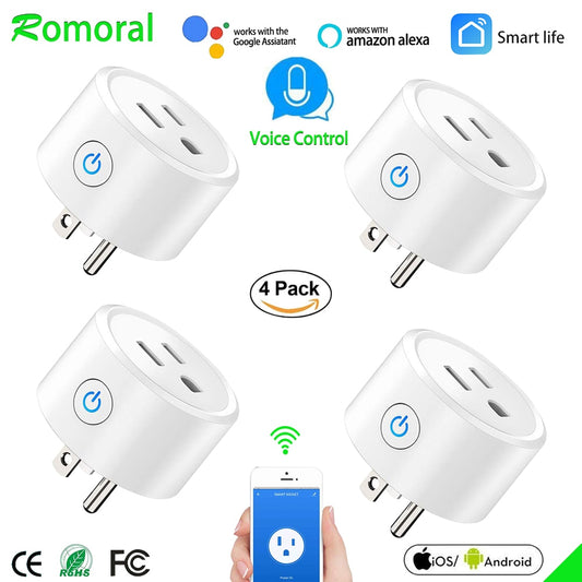 Smart Plug WiFi Mini Socket Smart Outlet, Work with Alexa and Google Home, No Hub Required, Remote Control your Devices.