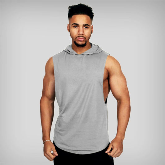 Plain Bodybuilding Stringer Tank Tops Men Workout Hooded Shirt Fitness Tank Top Men Gym Clothing Cotton Vest Hoodies