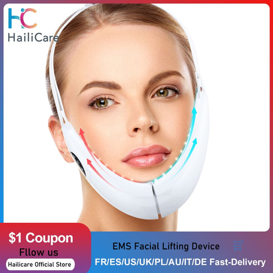 EMS Facial Lifting Device Facial Massager LED Photon Therapy Face Slimming Vibration Chin V Line Lift Belt Cellulite Jaw Device.