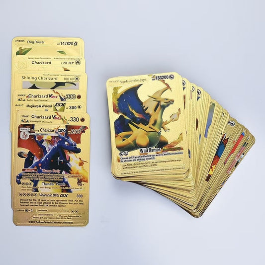 New Pokemon Cards Metal Gold Vmax GX Energy Card Charizard Pikachu Rare Collection Battle Trainer Card Child Toys Gift.