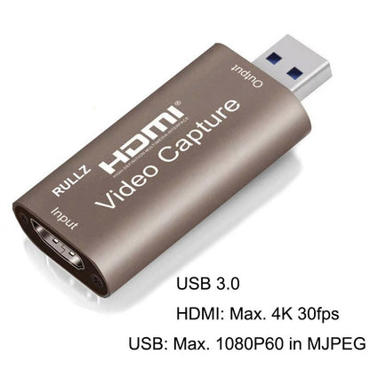 4K Graphics Capture Card HDMI To USB 2.0 3.0 Video Recording Box fr PS4 PC Phone Game Live Streaming Plate Camera Video Recorder.